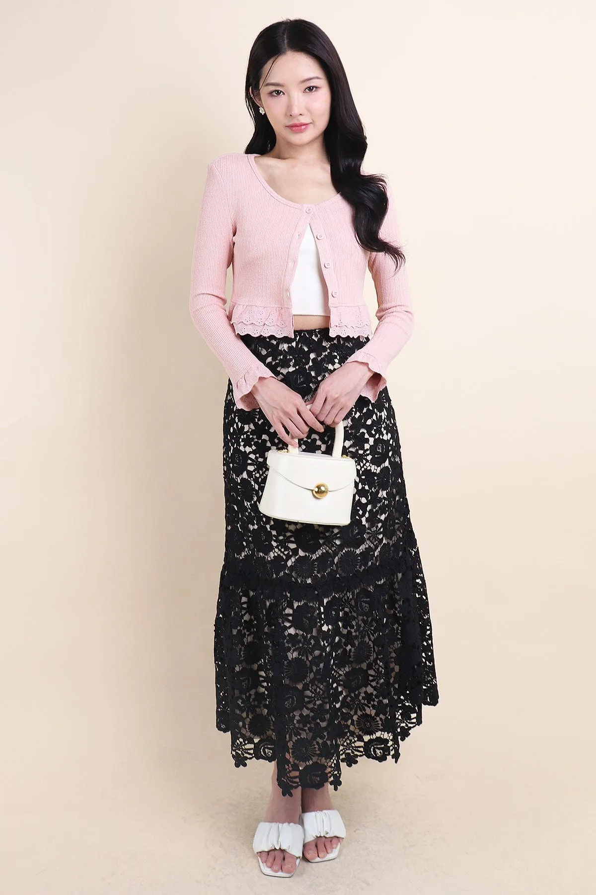ENCHANTING CROCHET MAXI SKIRT IN BLACK
