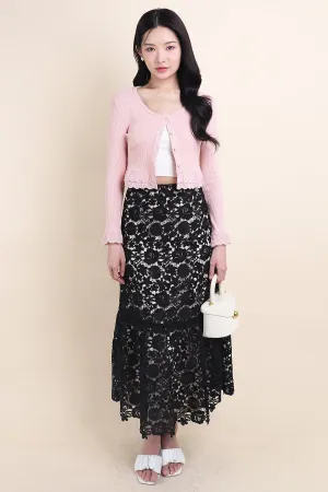 ENCHANTING CROCHET MAXI SKIRT IN BLACK