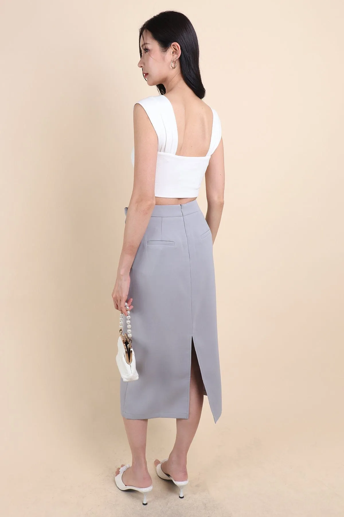 EUSTON MIDAXI SKIRT IN BLUE GREY
