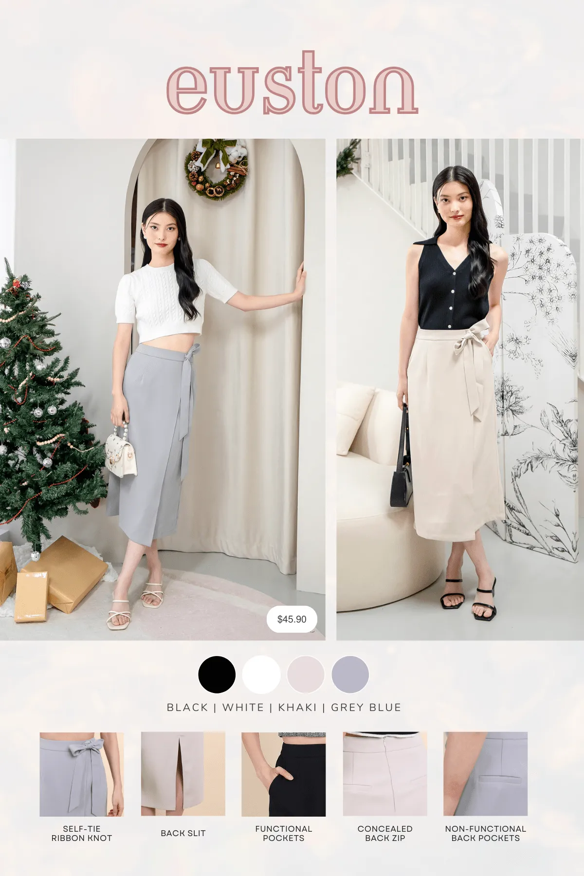 EUSTON MIDAXI SKIRT IN BLUE GREY