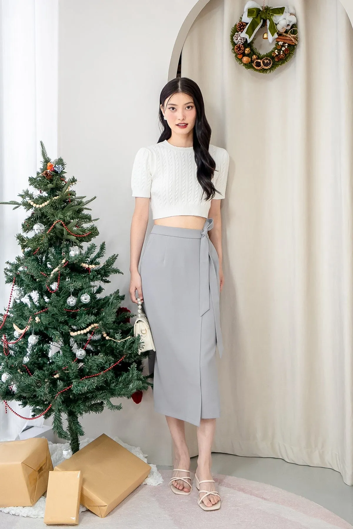 EUSTON MIDAXI SKIRT IN BLUE GREY