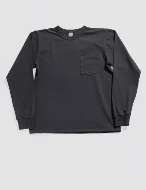 FINAL SALE: Pigment-Dyed Pocket Long Sleeve Tee in Black