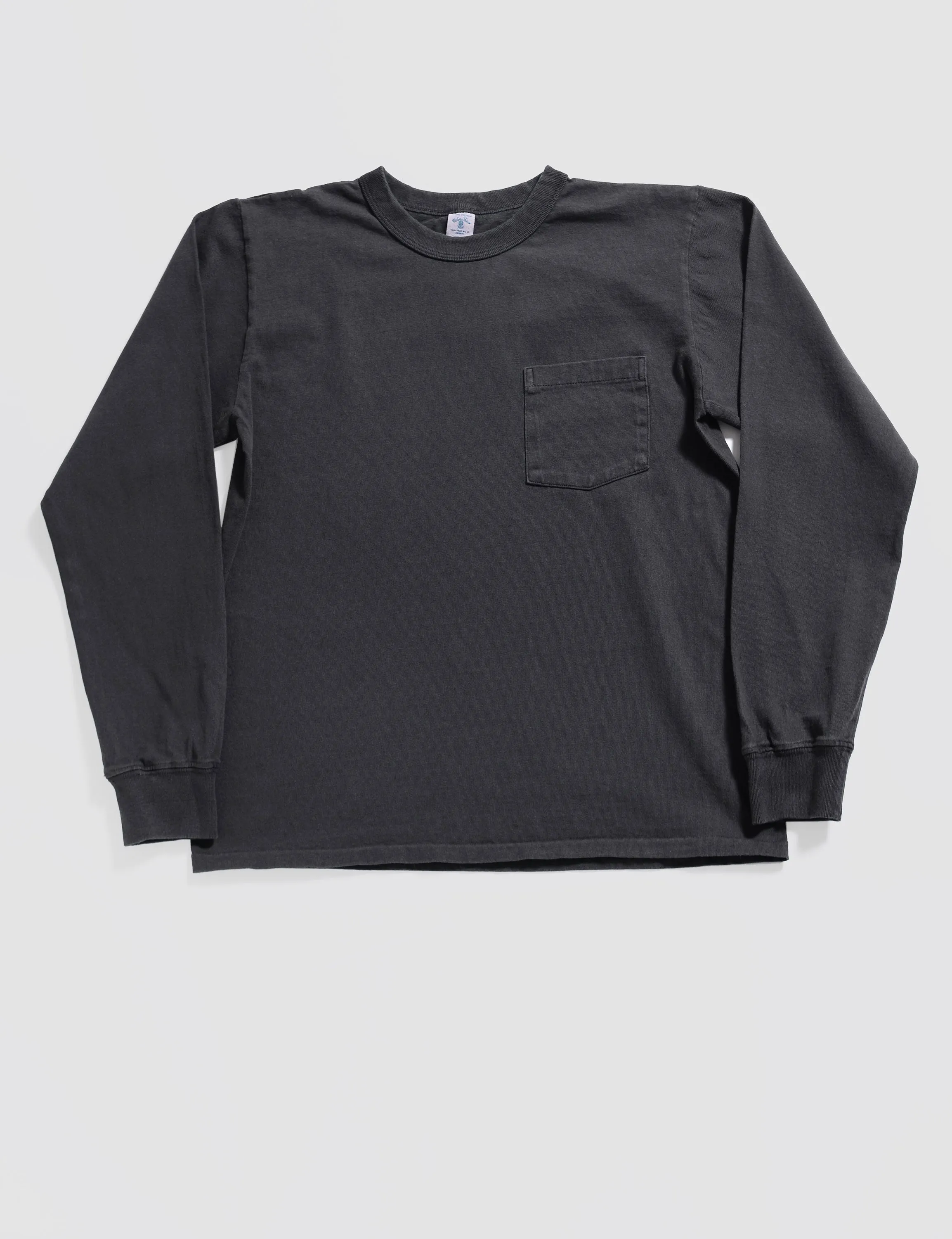 FINAL SALE: Pigment-Dyed Pocket Long Sleeve Tee in Black