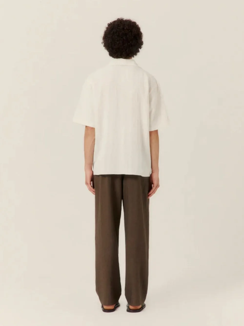 Flax and Green Reflection Embroidered Oversized Shirt