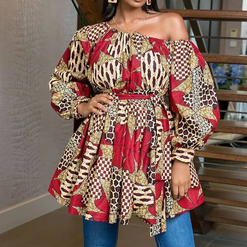 Floral Print One Shoulder Bowknot Dress