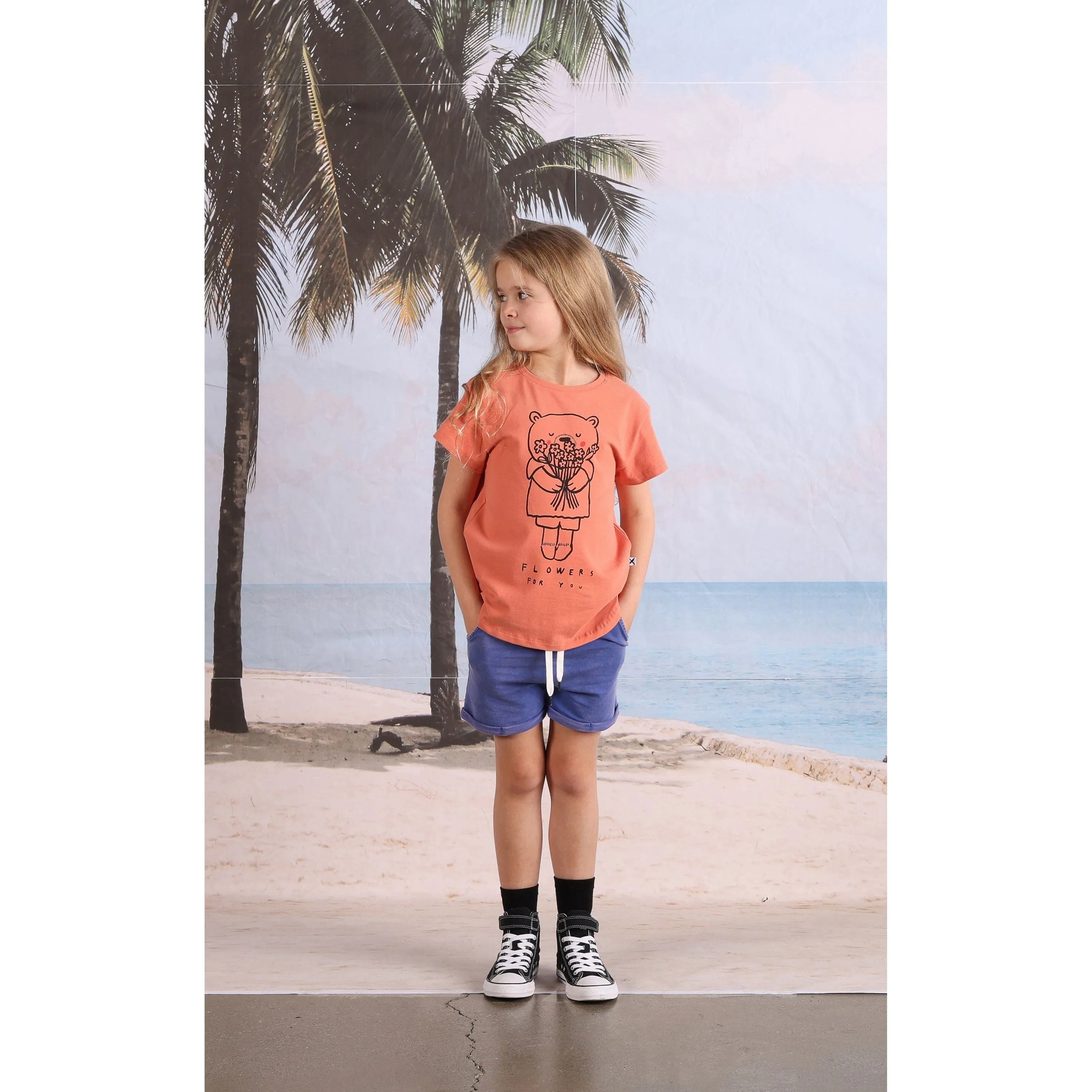 Flowers For You Tee- Apricot