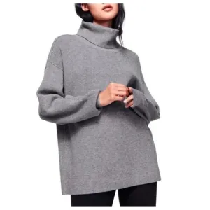 Free People Softly Structured Tunic Sweater Size XS Dark Grey Rib Knit Cowl Neck