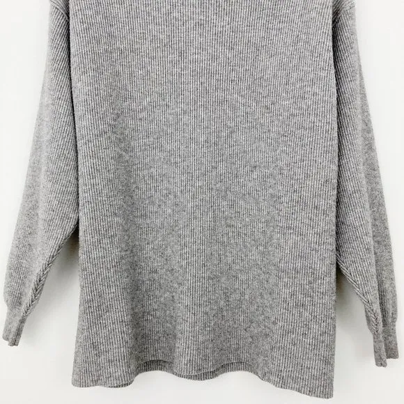 Free People Softly Structured Tunic Sweater Size XS Dark Grey Rib Knit Cowl Neck