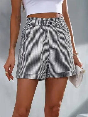 Full Size Striped Shorts with Pockets (3 Colors)