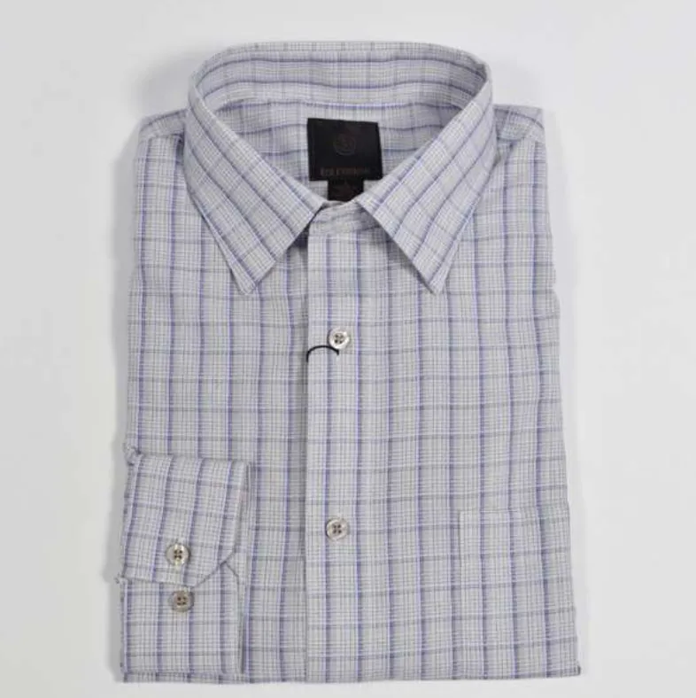 FX Fusion Big & Tall Taupe Textured Check Short Sleeve Dress Shirt