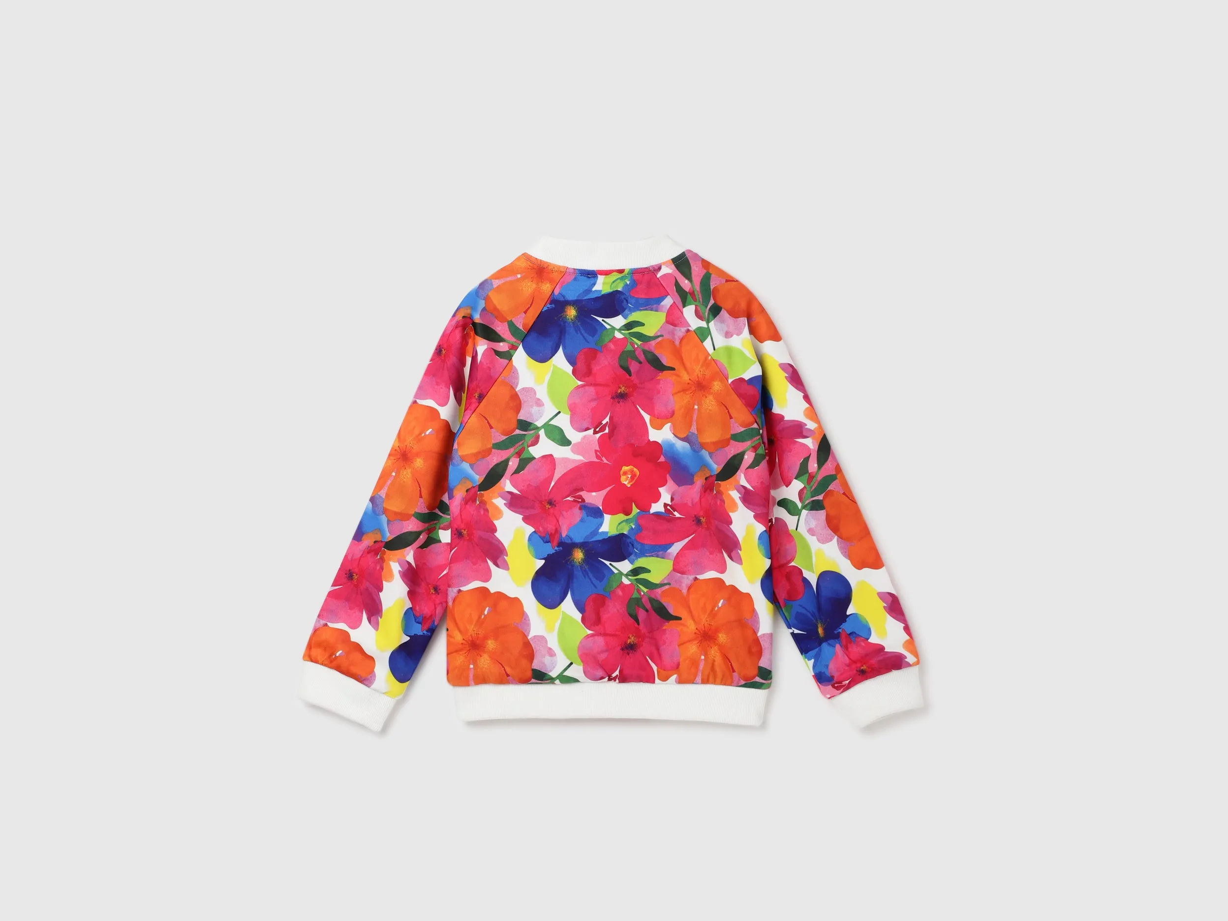Girl's Regular Fit Band Collar Floral Jacket