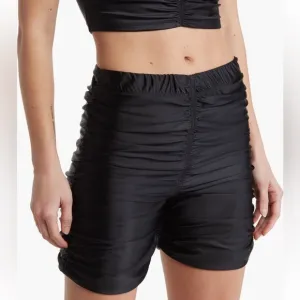 Good American RUCHED BIKE SHORTS in Black