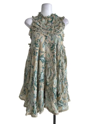 Green Textured Printed Dress