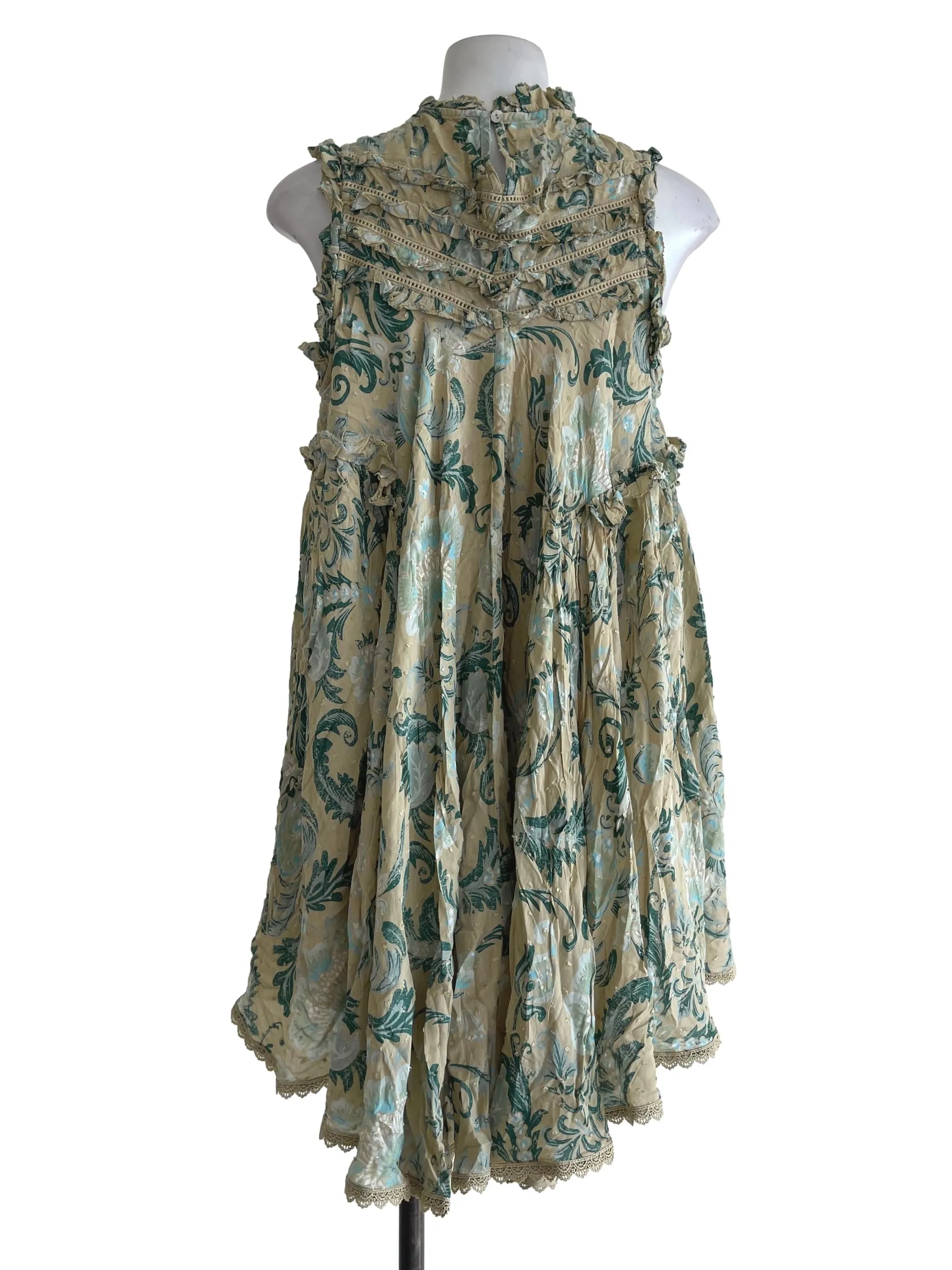 Green Textured Printed Dress