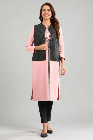 Grey Band Collar Winter Jacket