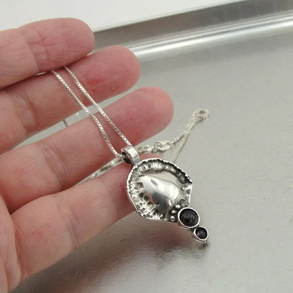Hadar Designers blue opal pendant chain necklace 925 sterling silver handmade (H