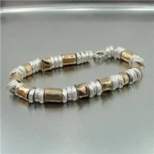 Hadar Designers Bracelet 14k Yellow Gold Fil Handmade Sterling Silver (I b183)