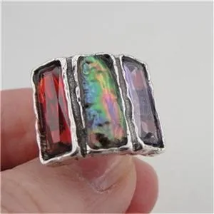 Hadar Designers Handmade 925 Sterling Silver Pearl Garnet Ring 7,8,9,10 (as 039)
