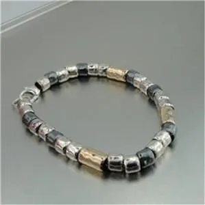 Hadar Designers Handmade Modern 14k Gold Fil 925 Sterling Silver Bracelet (I b86