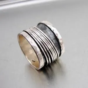 Hadar Designers Handmade Swivel Sterling Silver Ring 7,8,9,10,10.5 (I r60si) Y