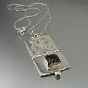 Hadar Designers Israel Handmade Artist 925 Sterling Silver Garnet Pendant (H) y