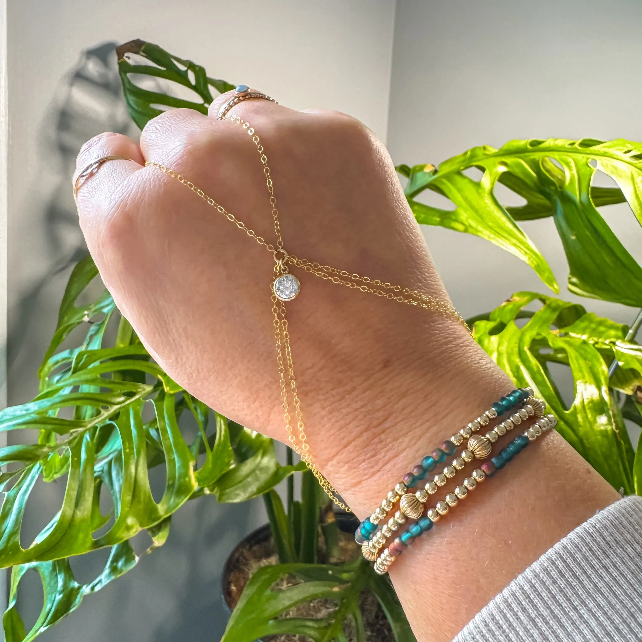 Hand Chain Bracelet, 14kt Gold Fill Dainty Minimalist Bracelet, Ring Attach Bracelet, Ring Bracelet, Layer Bracelet