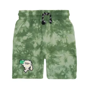Have A Good Day Green Tie-Dye Shorts
