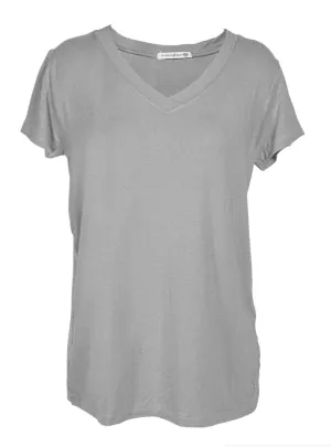 Heather Grey Short Sleeve V Neck Top