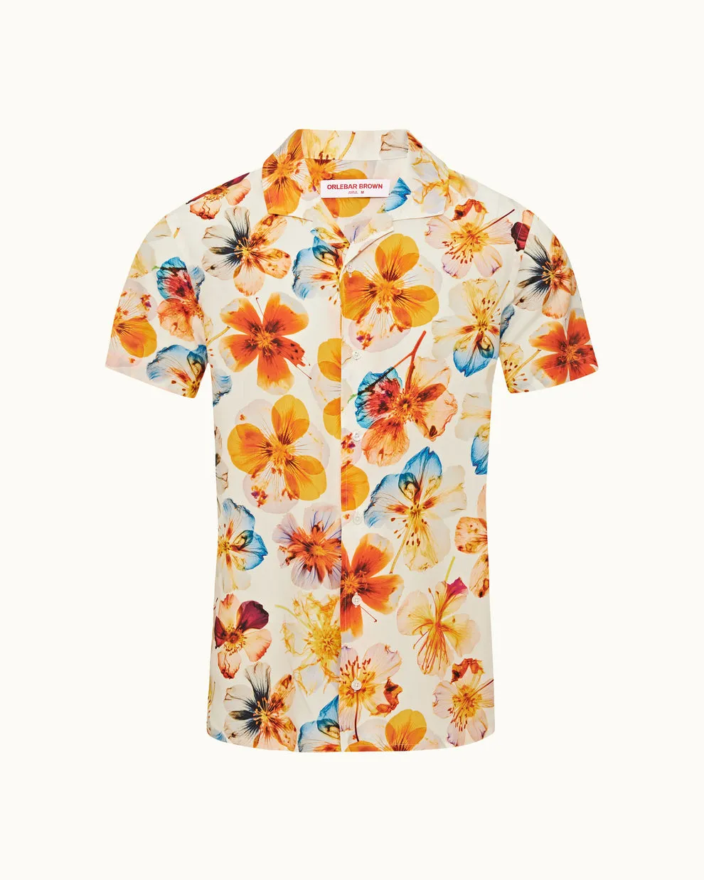 HIBBERT OSHIBANA PRINT SHORT SLEEVE SHIRT - WHITE SAND