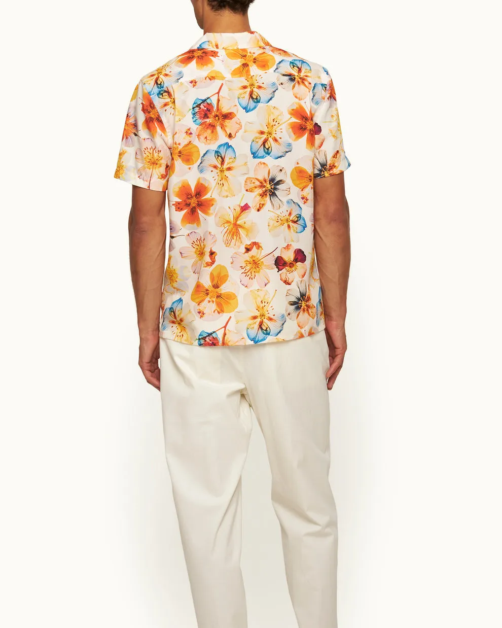 HIBBERT OSHIBANA PRINT SHORT SLEEVE SHIRT - WHITE SAND