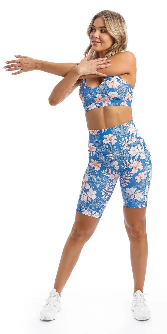 Hibiscus Kiss Biker Shorts with Pockets