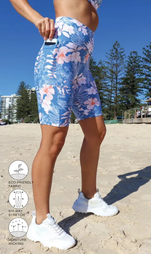 Hibiscus Kiss Biker Shorts with Pockets