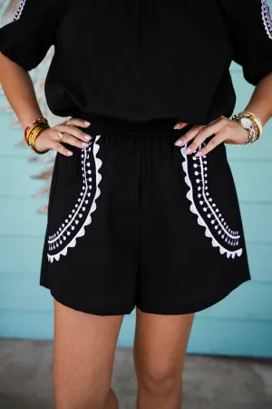 Humphrey Black Embroidered Shorts