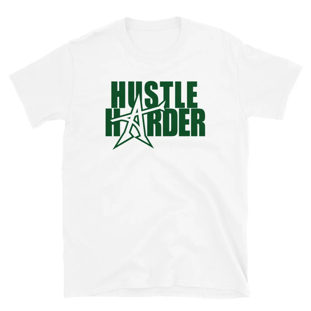 Hustle Harder white (champ green print)