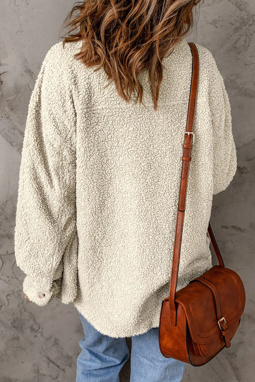 Ivory Textured Button-Up Shacket
