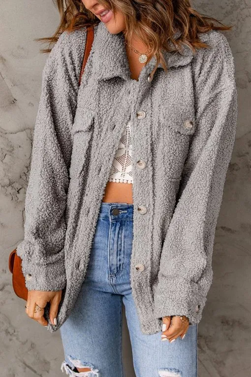 Ivory Textured Button-Up Shacket