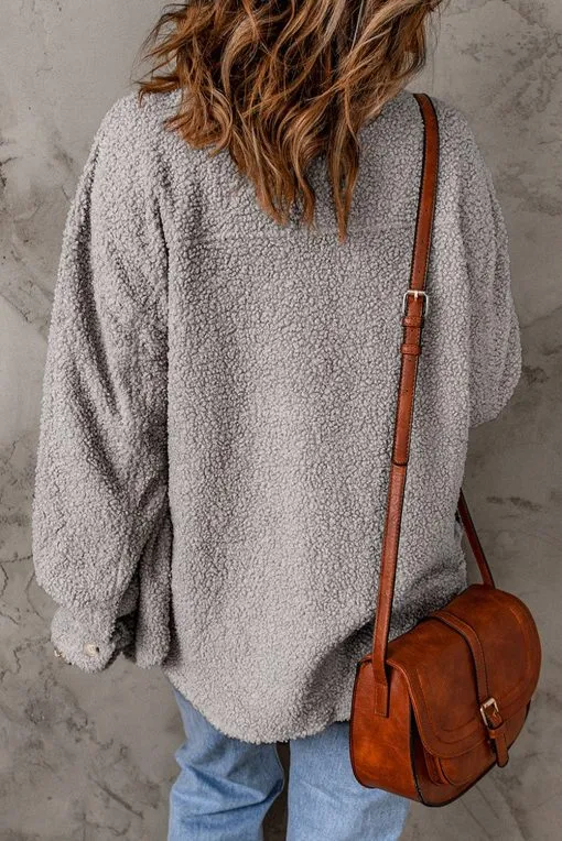Ivory Textured Button-Up Shacket