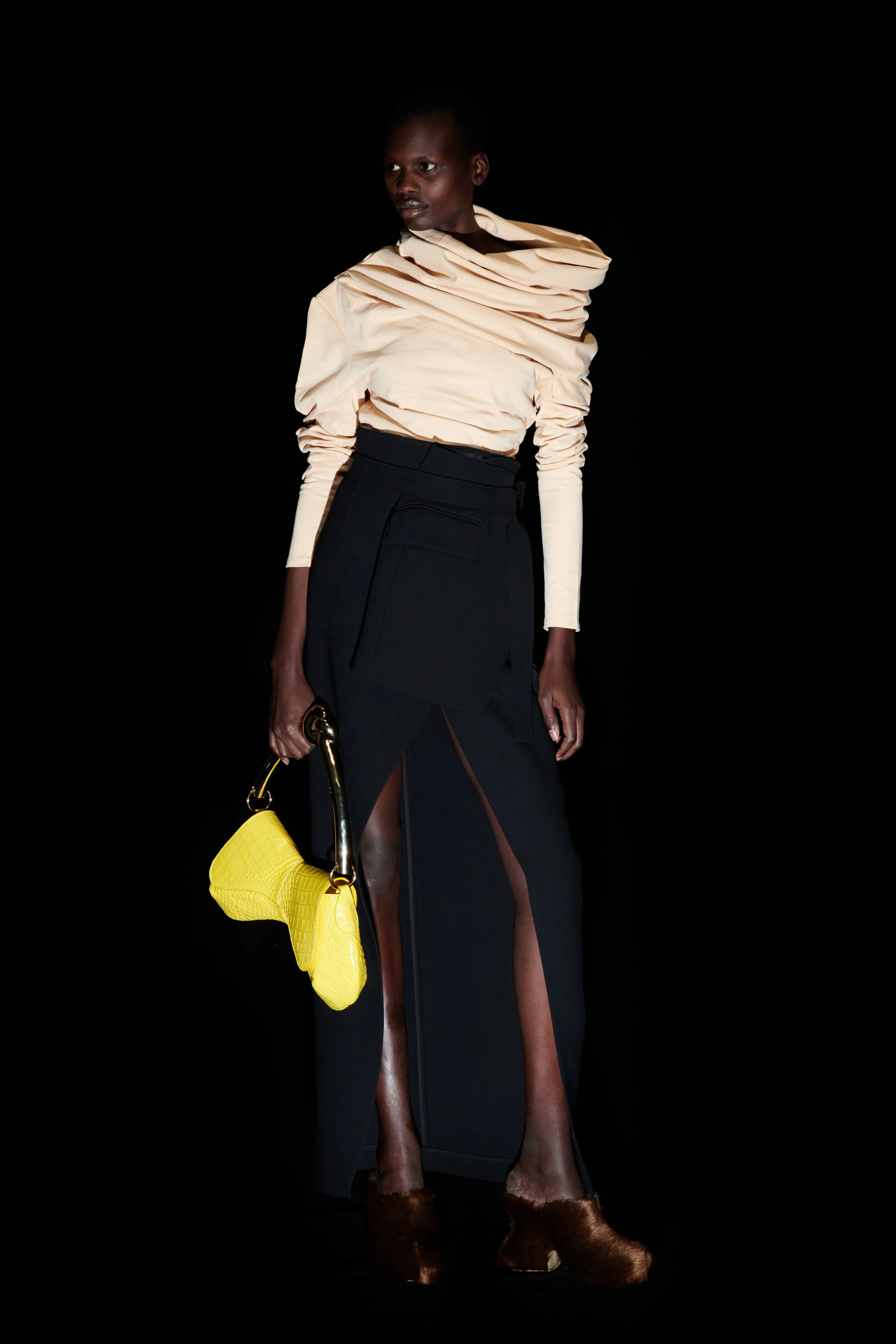 Jersey Cowl Neck Top Ivory