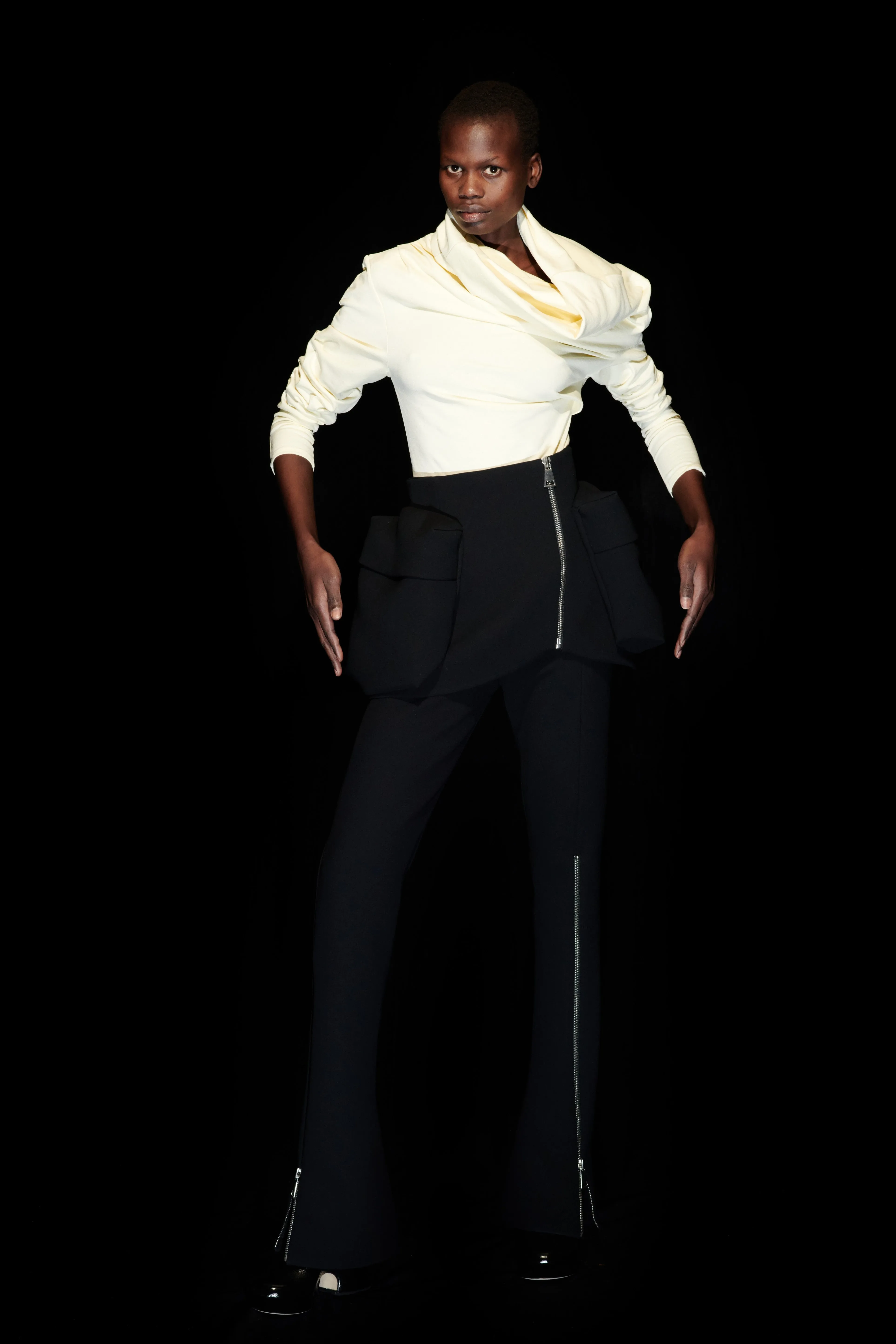 Jersey Cowl Neck Top Ivory