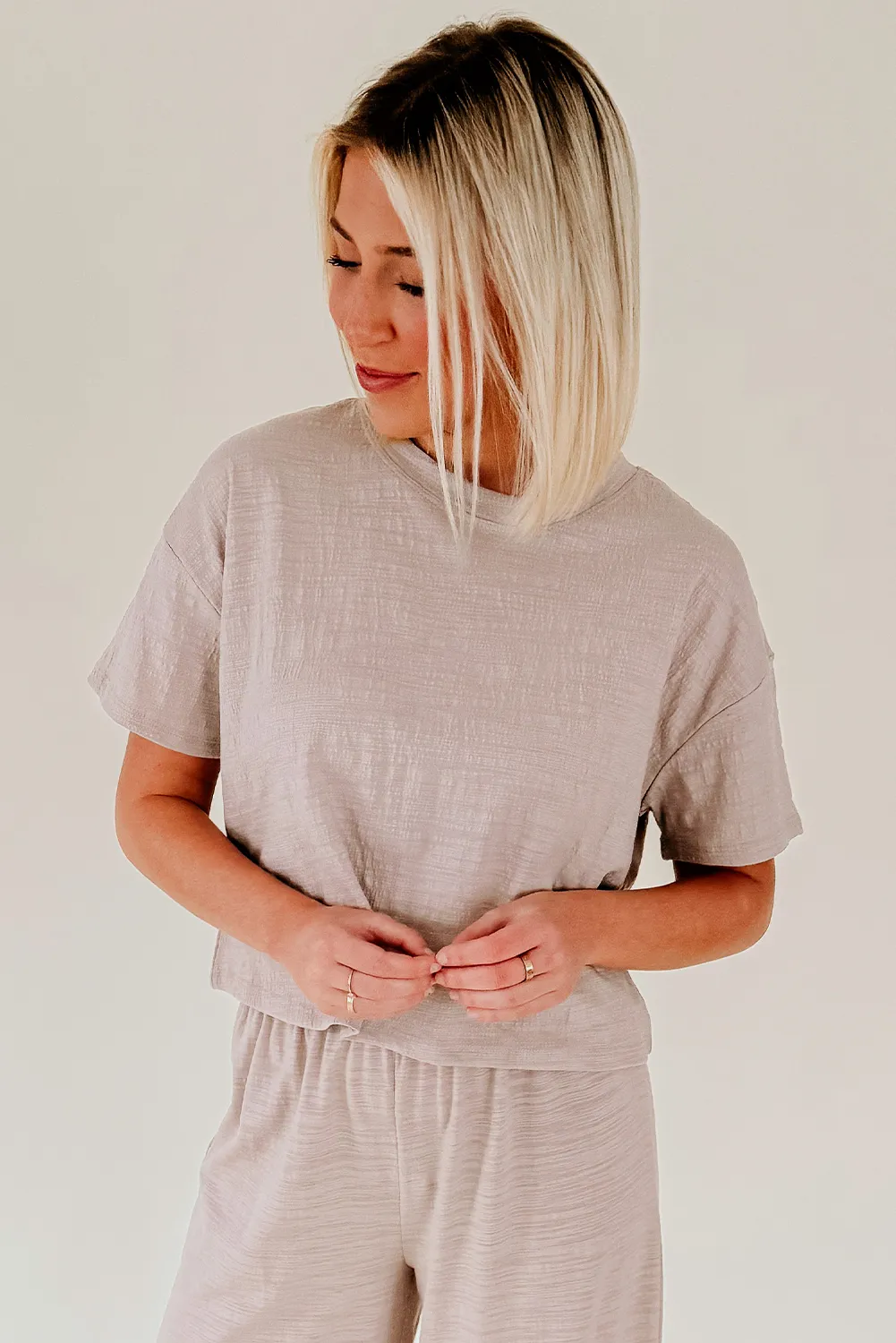 Jet Stream Vintage Textured Dropped Sleeve Relaxed T Shirt