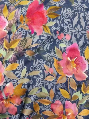 Johnny Was Locust Drape Tee Swing Shirt Blue Pink Flowers Top Floral Medium NEW