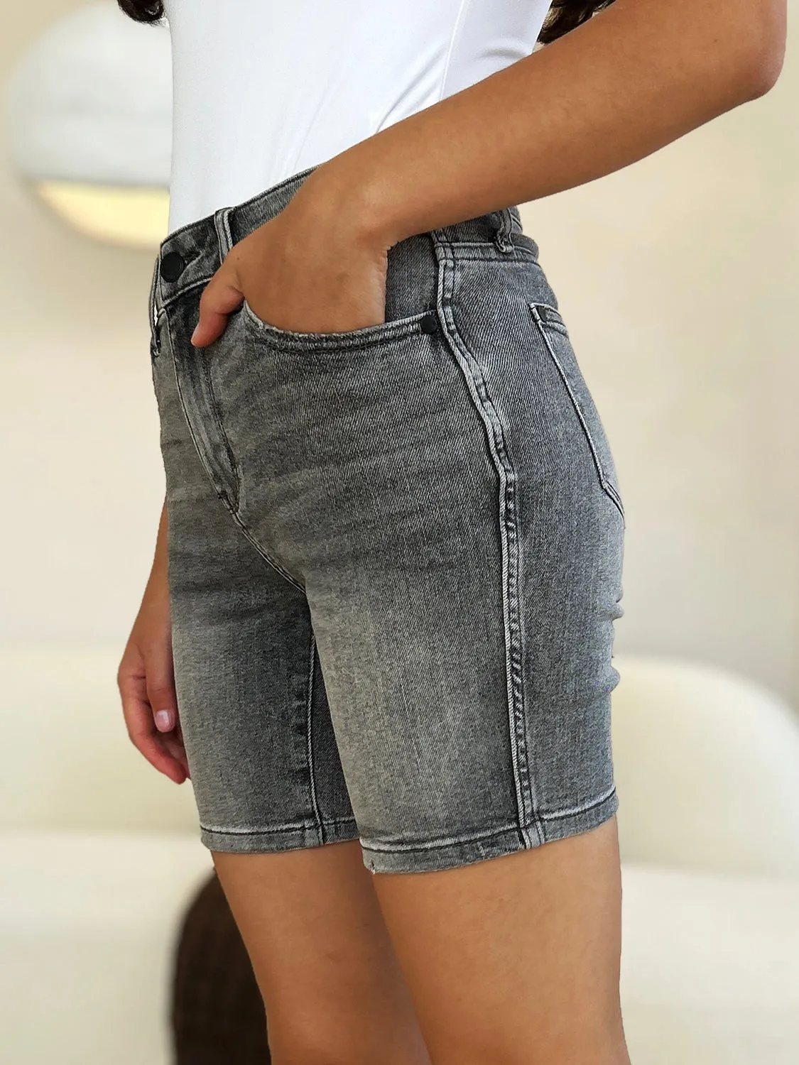 Judy Blue Full Size High Waist Washed Denim Shorts S-3XL