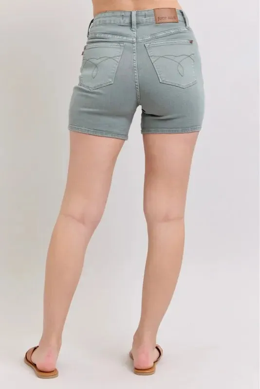 Judy Blue Full Size Hw Garment Dyed & Back Pkt Embroidery Shorts Plus Size