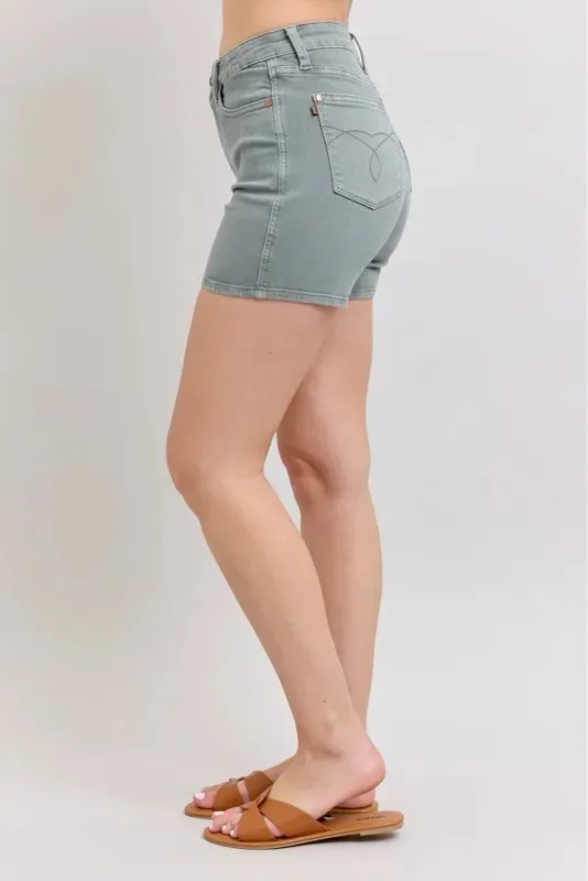 Judy Blue Full Size Hw Garment Dyed & Back Pkt Embroidery Shorts Plus Size