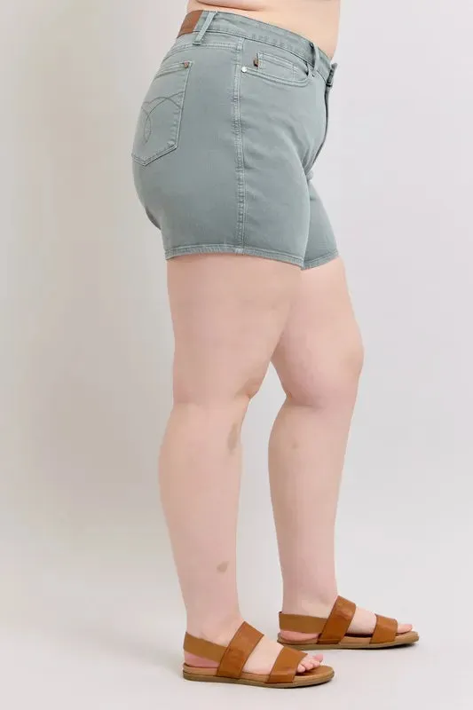 Judy Blue Full Size Hw Garment Dyed & Back Pkt Embroidery Shorts Plus Size