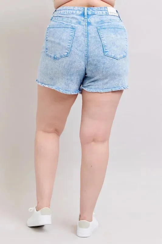 Judy Blue Full Size Mid Rise Garment Dyed Denim Shorts