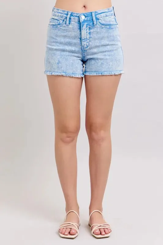 Judy Blue Full Size Mid Rise Garment Dyed Denim Shorts