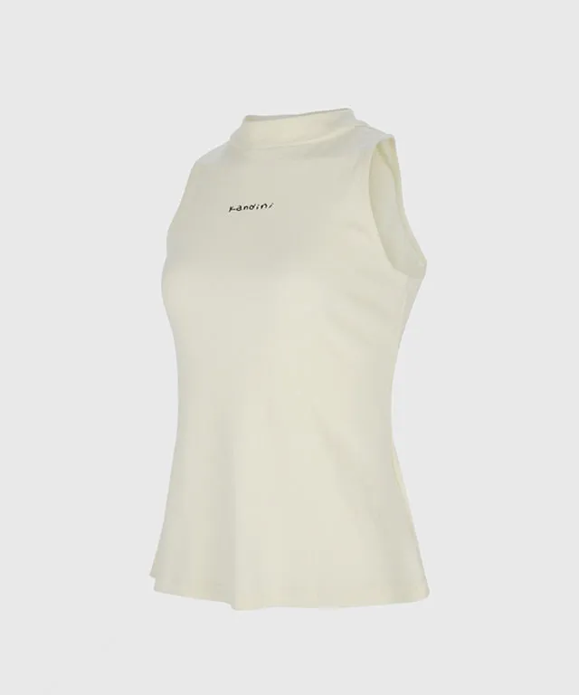 KANDINI Half-neck Sleeveless T-shirts - Cream