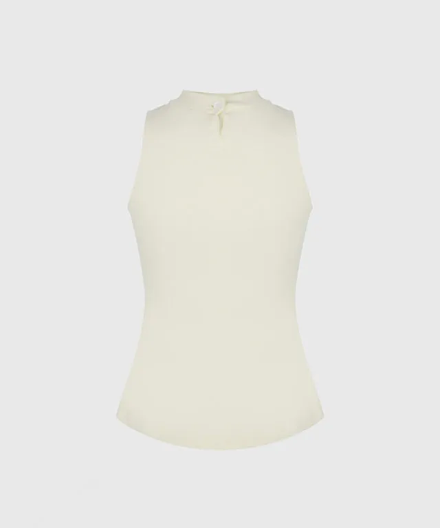 KANDINI Half-neck Sleeveless T-shirts - Cream