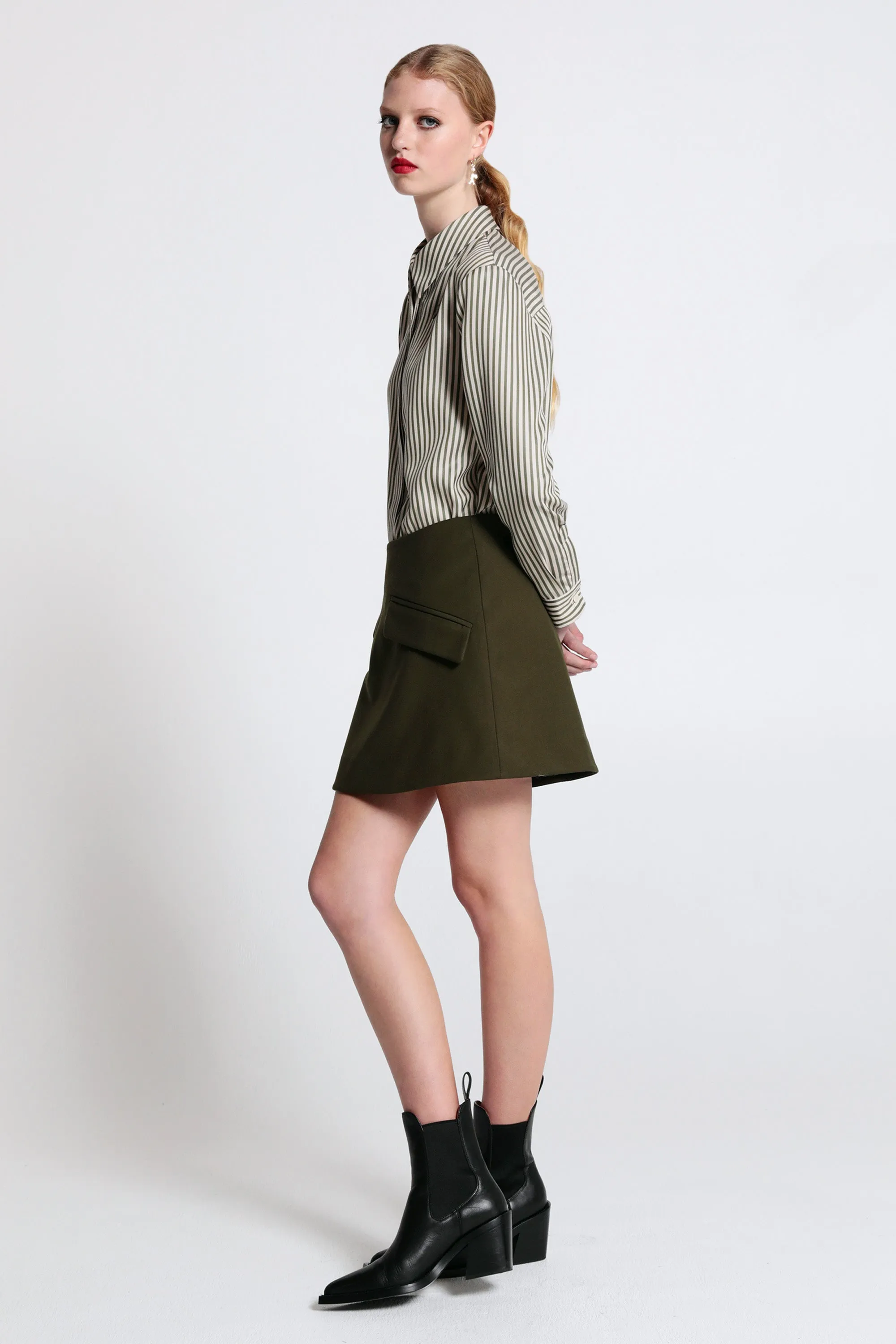 KAREN WALKER TRUE SKIRT OLIVE